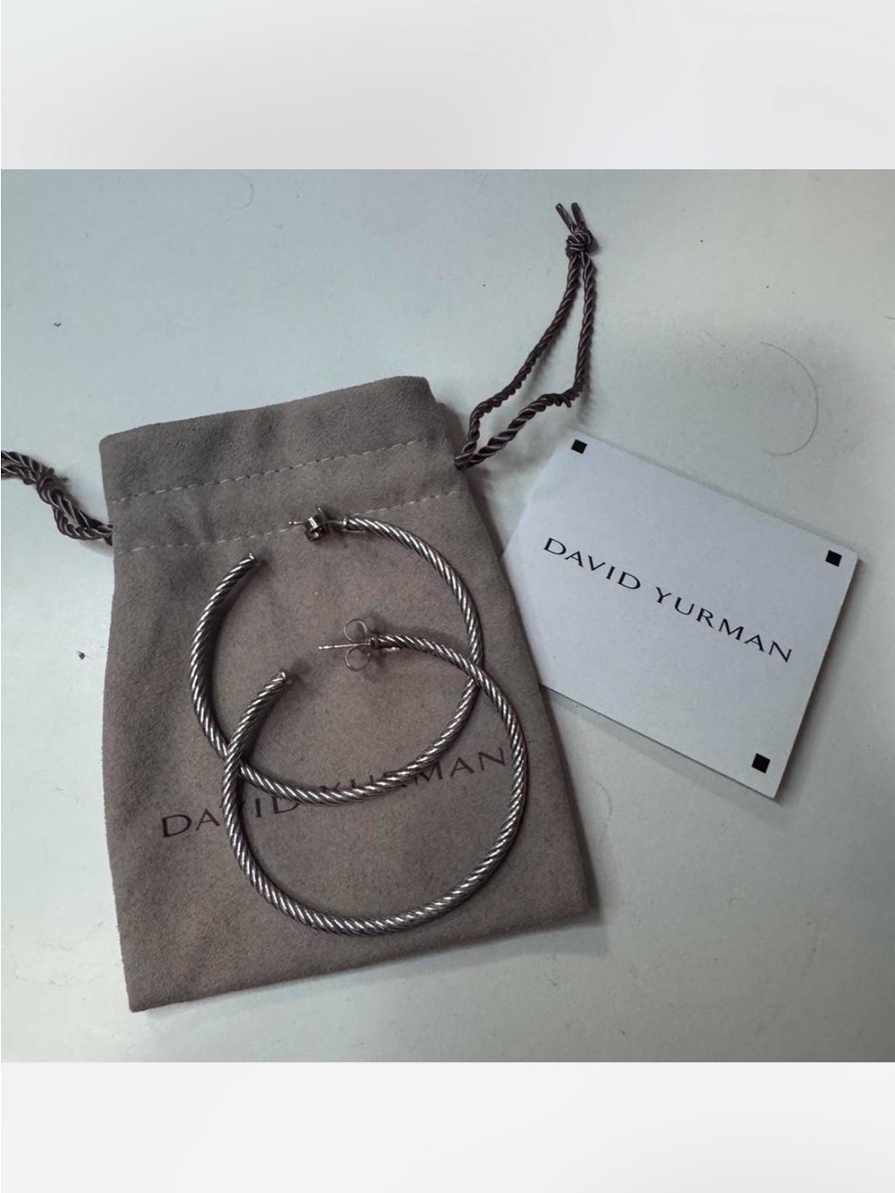 David Yurman Twisted Cable Hoop Earrings - Silver